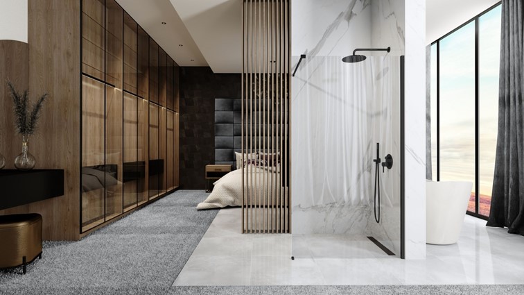 Ścianka Prysznicowa AERO 80 Czarny