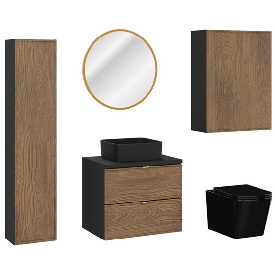 Zestaw Meblowy SLIM 60cm Czarny Mat/Dąb Casella