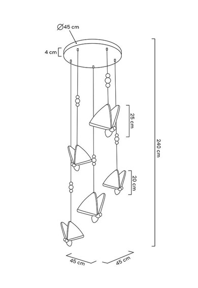 Lampa Wisząca BUTTERFLY DISC 5 Złota