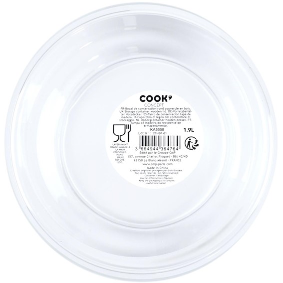 Słoik do Przechowywania z Drewnianą Pokrywką 1,9l