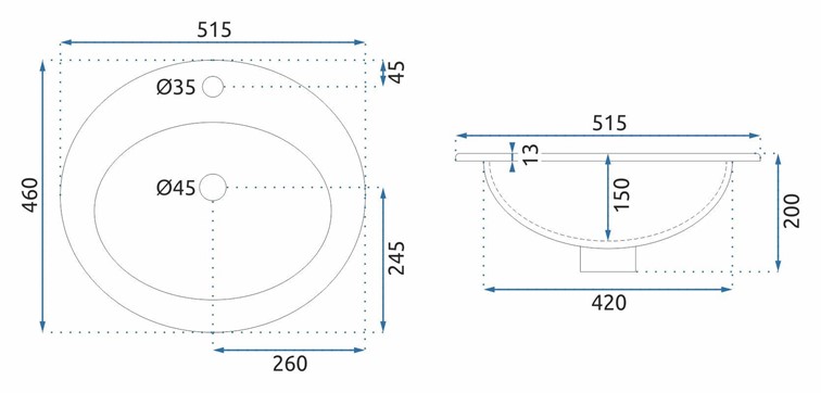 Umywalka Wpuszczana DALIA Biały