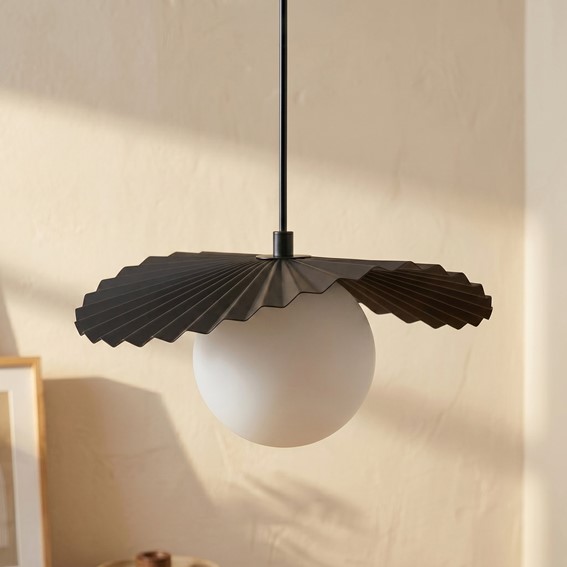 Lampa Wisząca FLORA 3PREM Czarny/Opal