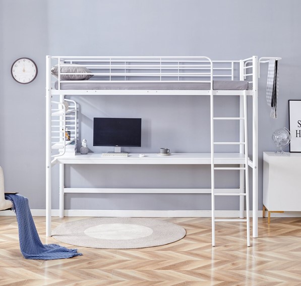 Łóżko Piętrowe LM6-FX z Biurkiem 90x200 Biały