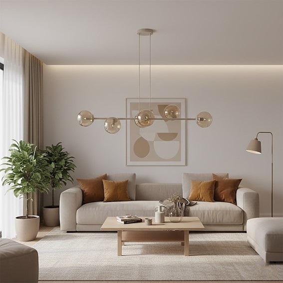 Lampa Wisząca MAGNUS 6 Beżowy/Bursztynowy