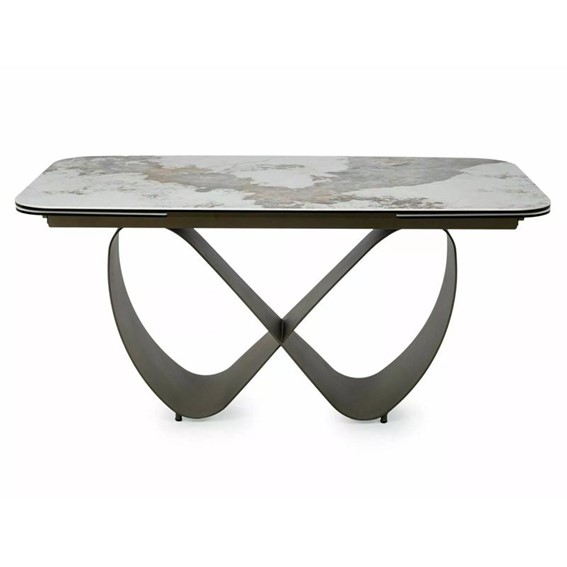 Stół Rozkładany INFINITY Ceramic (240-160)x95cm Biały Połysk/Miedziany