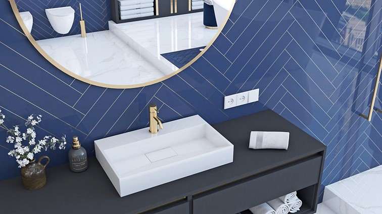 Umywalka Nablatowa Konglomeratowa GOYA 60 Biały