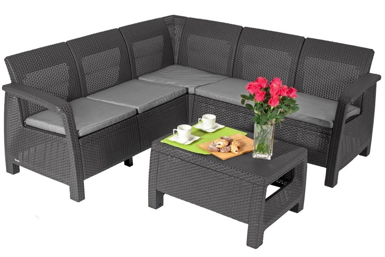 Zestaw Ogrodowy Narożnik + Stoliczek Corfu Relax Grafit