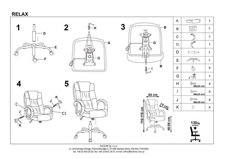 Fotel Gabinetowy RELAX 2 Ciemny Popielaty