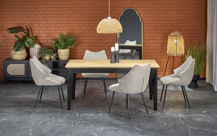 Stół Rozkładany EDMONDO (160-240)x90 Dąb/Czarny