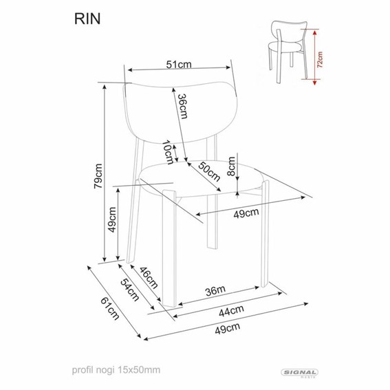 Krzesło RIN Beż/Czarny Mat