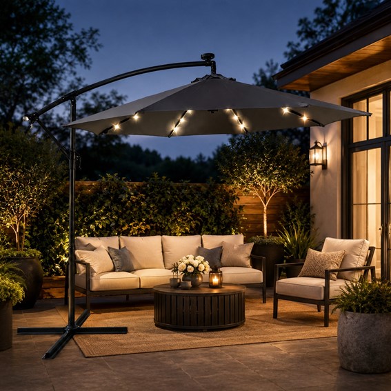 Parasol Ogrodowy NOCTIS LED 2.7m Ciemny Szary
