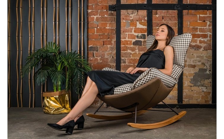 Fotel Bujany OTILIA Brązowy/Biały