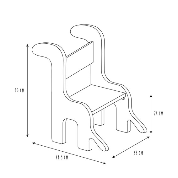 Krzesło Dziecięce Dino Szary/Naturalny