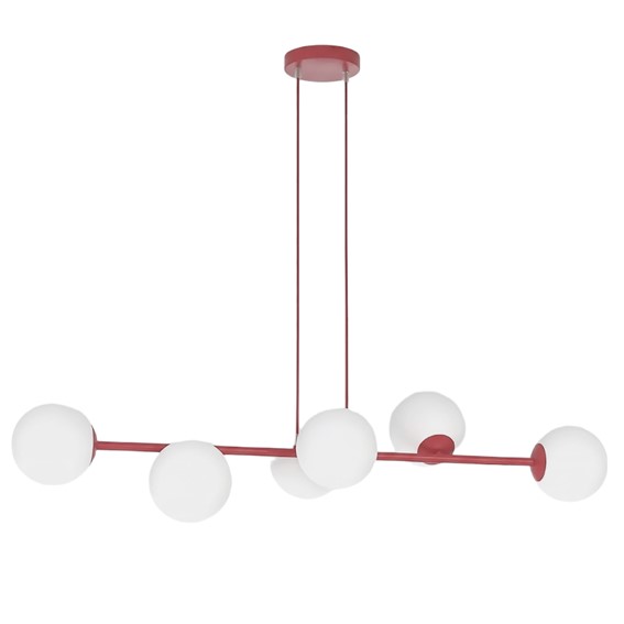Lampa Wisząca MAGNUS 6 Burgundowy/Biały