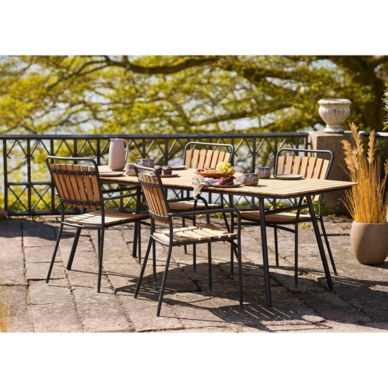 Stół Ogrodowy CLEVELAND 220x90cm Dąb Naturalny/Czarny