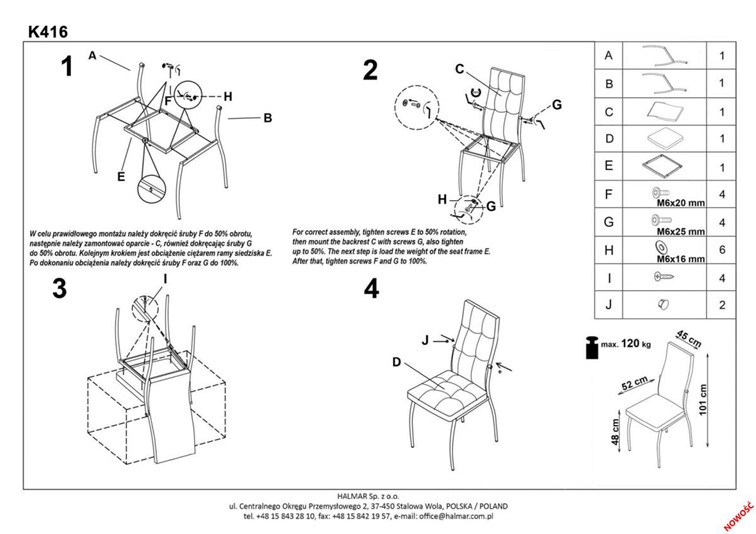 Krzesło K416 Chromowany/Czarny