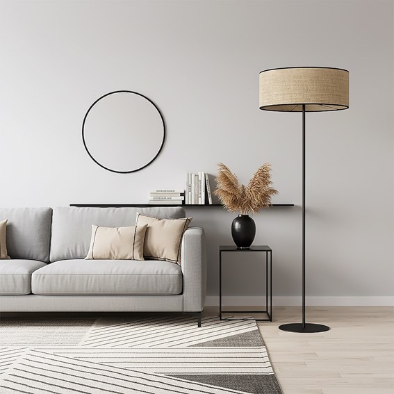 Lampa Podłogowa ECO LP1 Czarny/Rattan