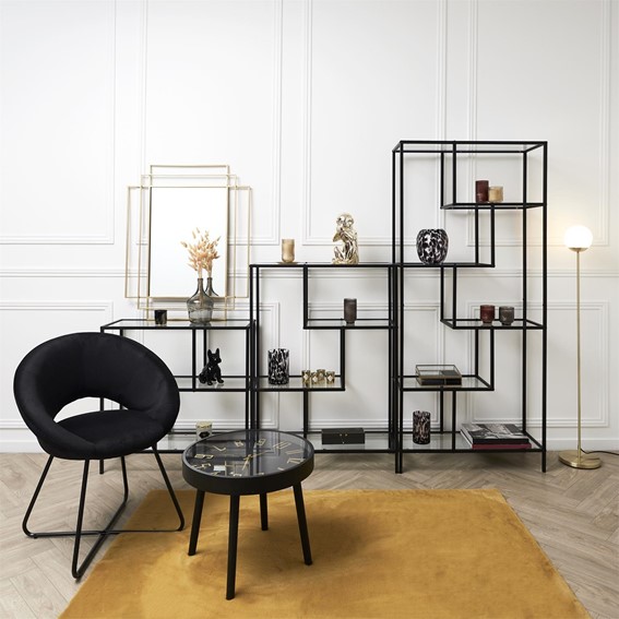 Stolik Kawowy TELIS Czarny z Zegarem