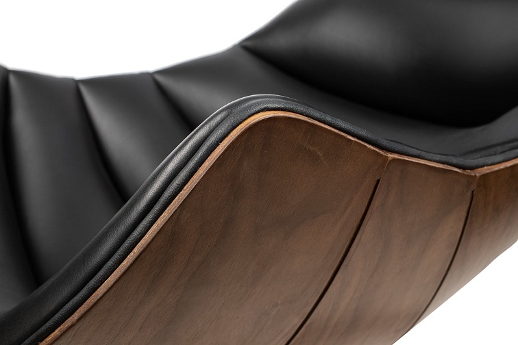 Fotel z Podnóżkiem Hommer 84x73x115 Czarny/Brązowy