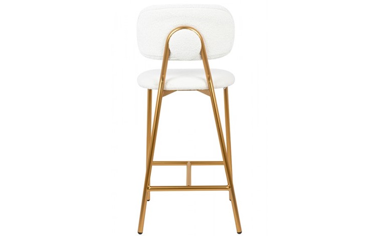 Krzesło Barowe FABIOLA BOUCLE Biały/Złoty