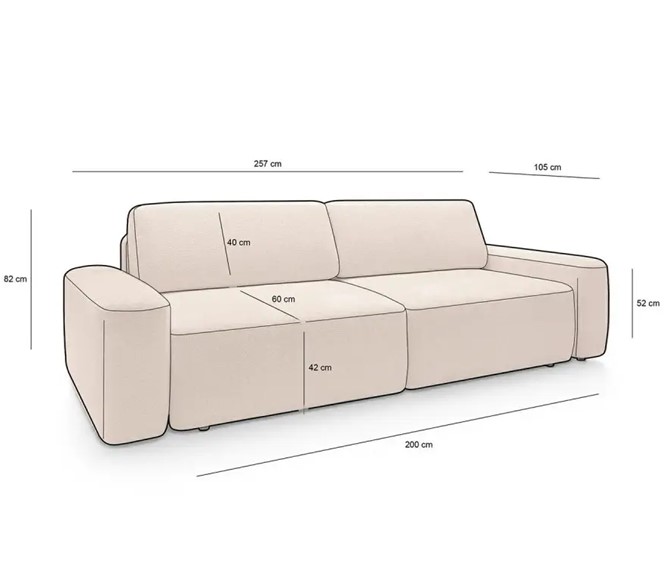 Sofa MIA Beż z Funkcją Spania I Grupa Tkanin