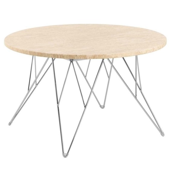 Stolik Kawowy PRUNUS fi80 Chrom/Trawertyn