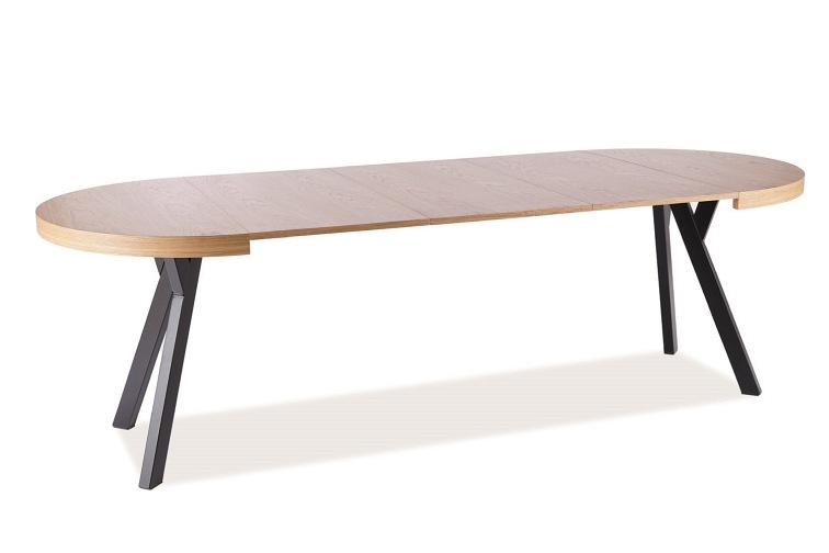 Stół Rozkładany DOMINGO (250-100)x100 Okleina Naturalna Dąb/Czarny