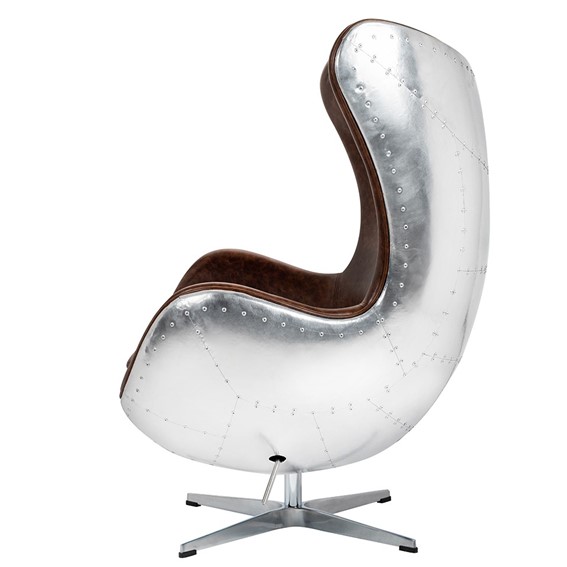 Fotel EGG AVIATOR PU Brązowy/Srebrny