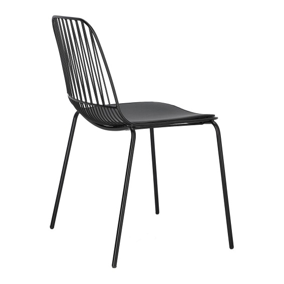 Krzesło z Poduszką PU WILLY Black Czarny