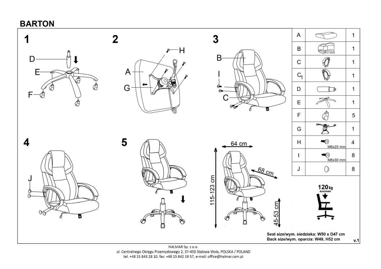 Fotel Gamingowy Obrotowy BARTON Czarny/Biały