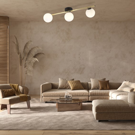 Lampa Sufitowa SPLENDI 3 Czarny/Opal