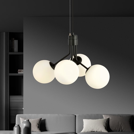 Lampa Sufitowa NOVA 4 Czarny/Opal