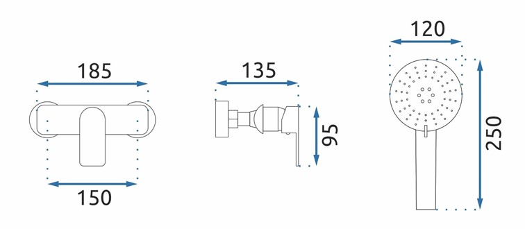 Bateria Prysznicowa BLOOM Czarny/Złoty