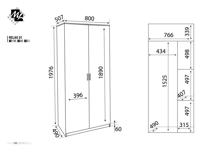 Szafa RELAX 01 Sonoma jasna