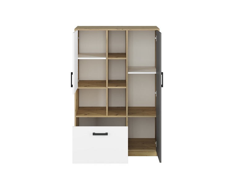 Regał FINI 05 Biały/Szary/Dąb