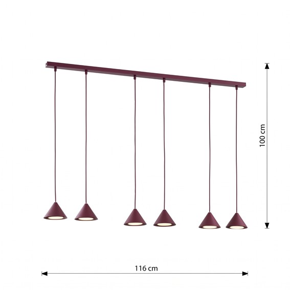 Lampa Wisząca ELIT 6 Burgundowy