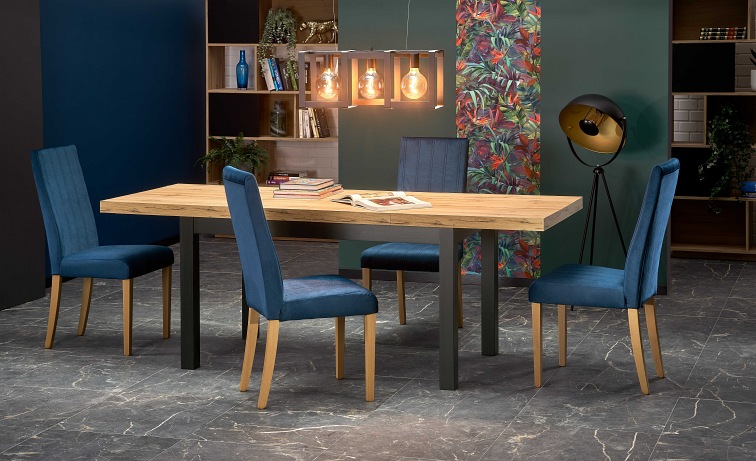 Stół Rozkładany TIAGO (140-220)x80 Dąb Craft/Czarny