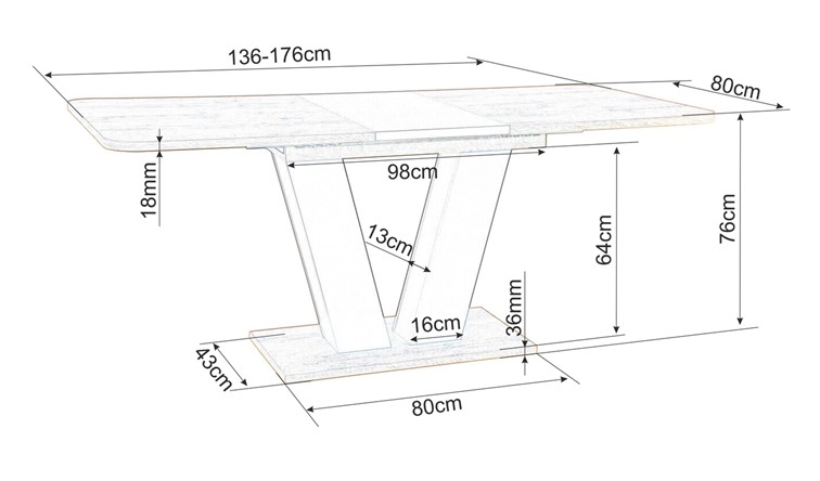 Stół Rozkładany PLATON (136-176)x80 Brąz/Dąb Wotan