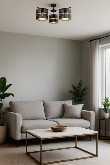 Lampa Sufitowa MALAVI K-5502 Czarny/Złoty