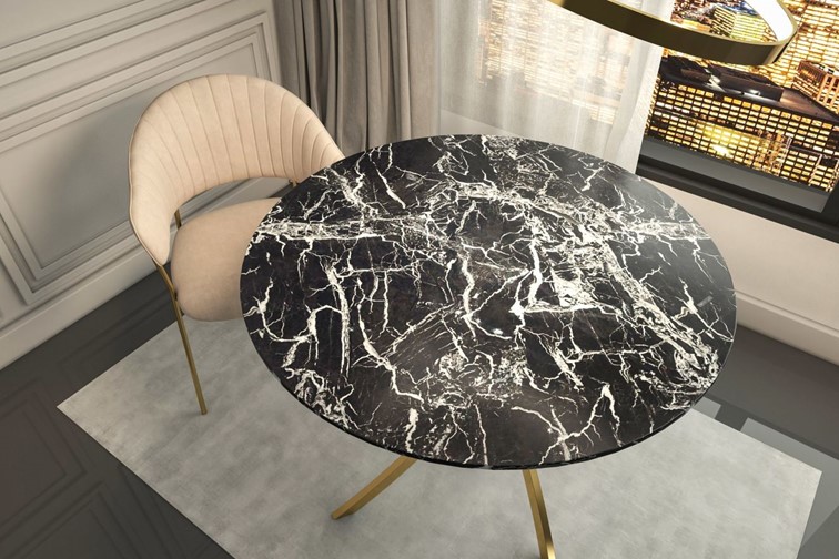 Stół ST19-FX fi100 Czarny Marmur/Złoty