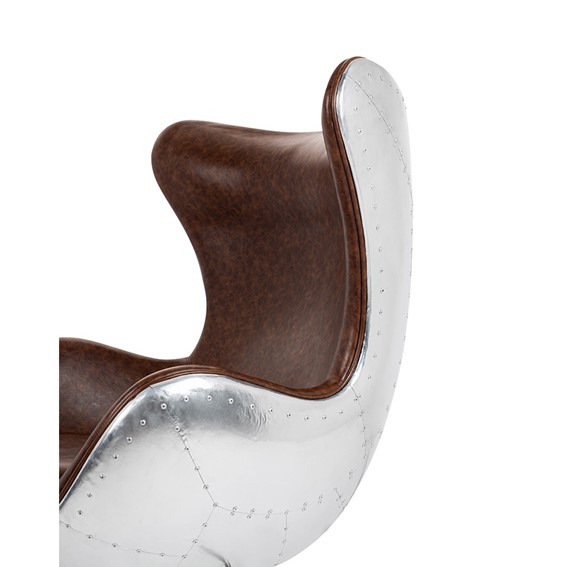 Fotel EGG AVIATOR PU Brązowy/Srebrny