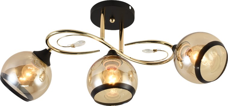 Żyrandol GABRIELLA 3 Chromowany/Bursztynowy