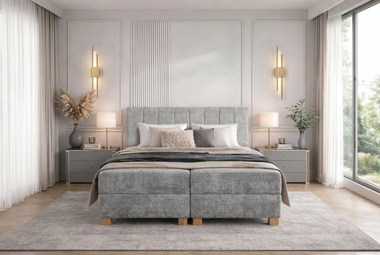 Łóżko LARGO z Pojemnikiem 160x200 cm Popielaty