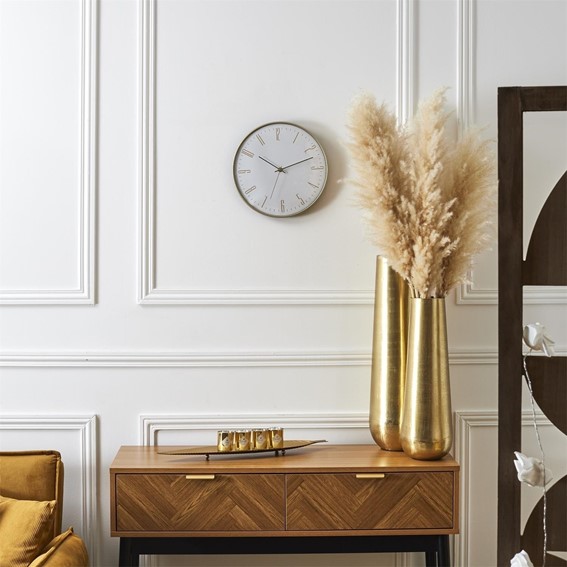 Zegar Ścienny LUCE Biały/Złoty