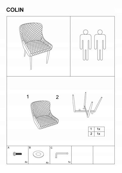 Krzesło COLIN B Velvet Czarny/Szary Bluvel 14