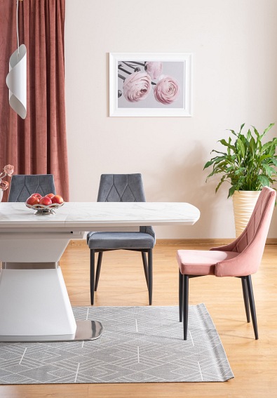 Stół SATURN II CERAMIC (210-160)x90 Biały Efekt Marmuru