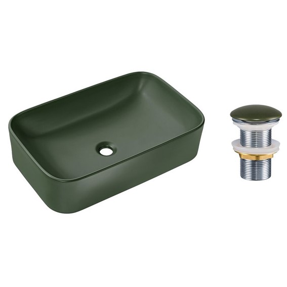 Zestaw Umywalkowy z Korkiem Click-Clack KAMA Zielony Mat