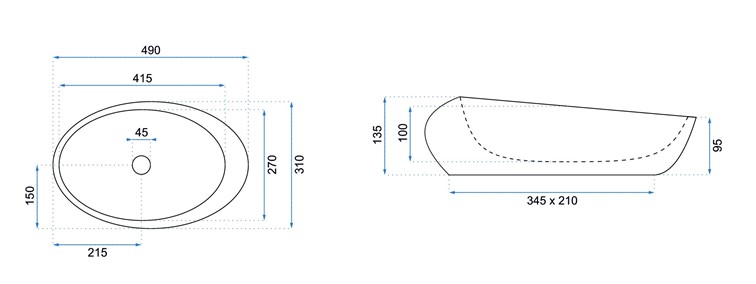 Umywalka Nablatowa ROXY B STONE NATURE Szary