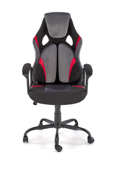 Fotel Gabinetowy JENSEN Czarny/Popielaty/Czerwony