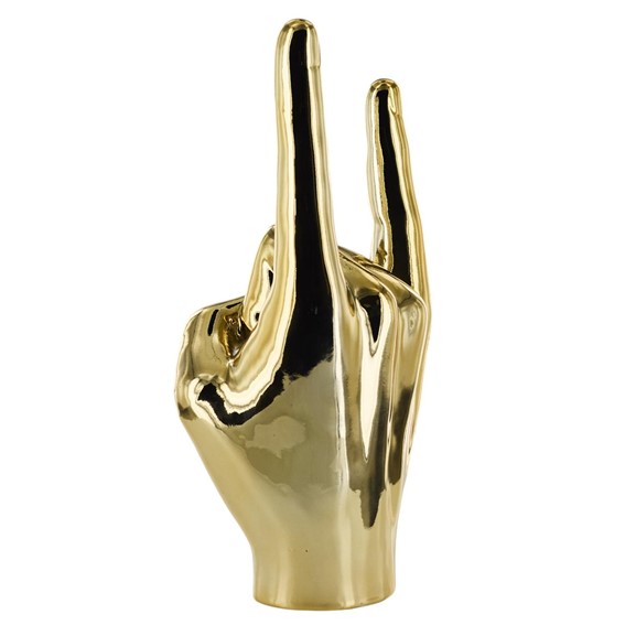 Dekoracja/Figurka Dłoń Duża ROCK AND ROLL Palec Złoty